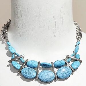 NWT Charming Charlie Turquoise Stone Layered Statement Necklace